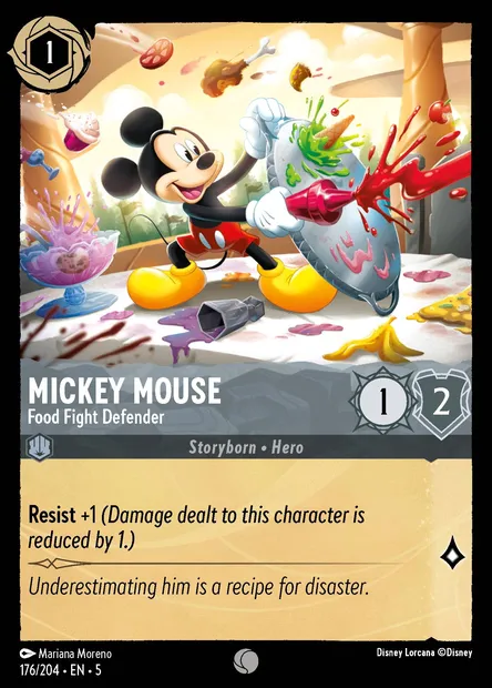 Mickey Mouse - Food Fight Defender, Disney Lorcana card CH5-176 — Shimmering Skies set