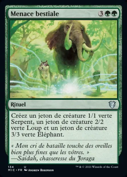 Menace bestiale, carte Magic MIC 134 — extension Midnight Hunt Commander