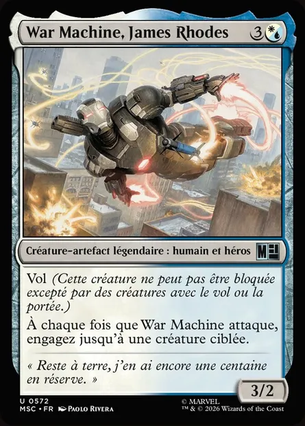 War Machine, James Rhodes, carte Magic MSC 572 — extension Marvel Super Heroes Commander