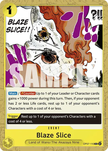 Blaze Slice, One Piece card OP07-116 — 500 YEARS IN THE FUTURE set