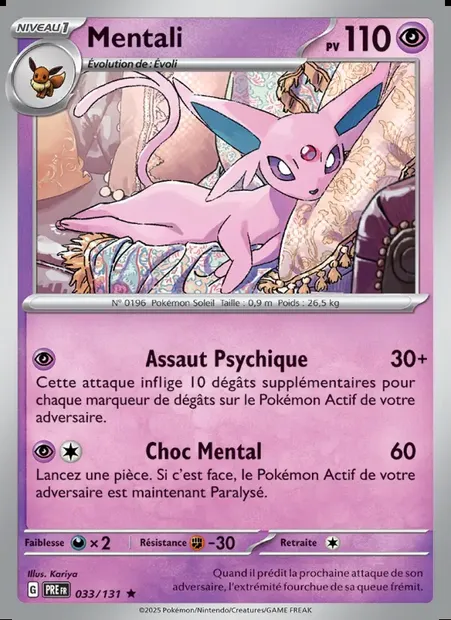 Mentali, carte Pokémon PRE 033 — extension Évolutions Prismatiques