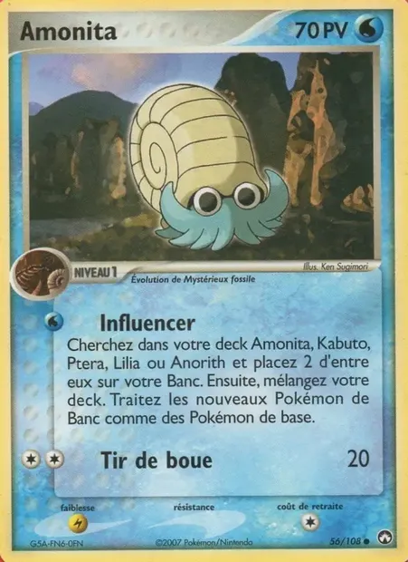 Amonita, carte Pokémon PK 56 — extension EX Gardiens du Pouvoir