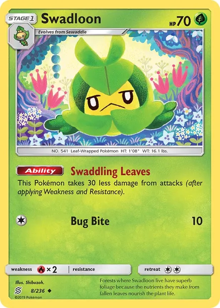 Swadloon, Pokémon card UNM 8 — Unified Minds set