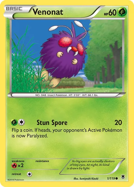 Venonat, Pokémon card PHF 1 — Phantom Forces set