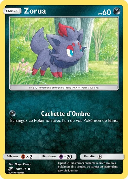 Zorua, carte Pokémon TEU 90 — extension Duo de Choc