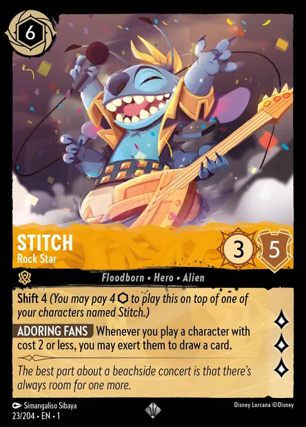 Stitch - Rock Star, Disney Lorcana card CH1-023 — The First Chapter set