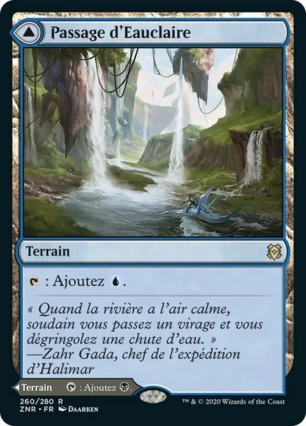 Passage d'Eauclaire // Passage d'Eaunoire, carte Magic ZNR 260 — extension Renaissance de Zendikar
