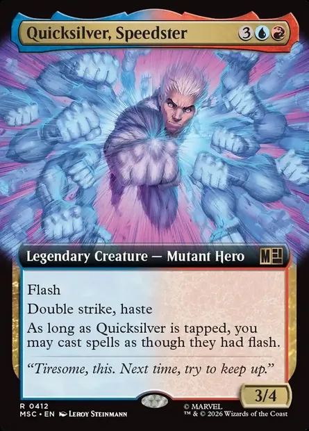 Quicksilver, Speedster, Magic card MSC 412 — Marvel Super Heroes Commander set