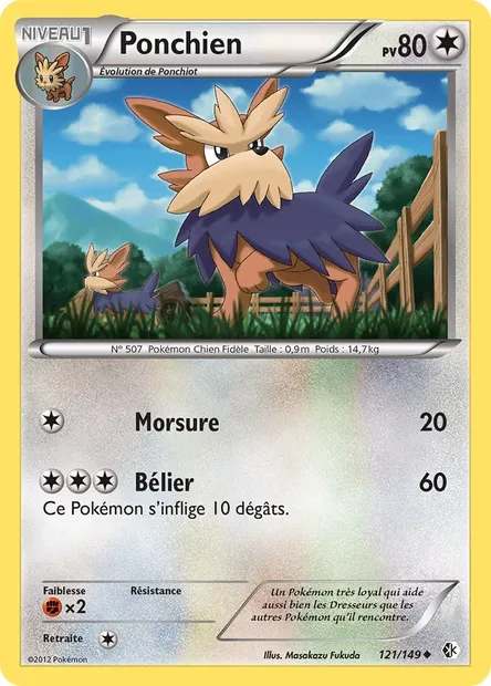 Ponchien, carte Pokémon BCR 121 — extension Frontières Franchies