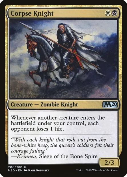 Corpse Knight, Magic card M20 206† — Core Set 2020 set