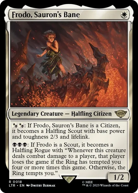 Frodo, Sauron's Bane, Magic card LTR 18 — The Lord of the Rings: Tales of Middle-earth set