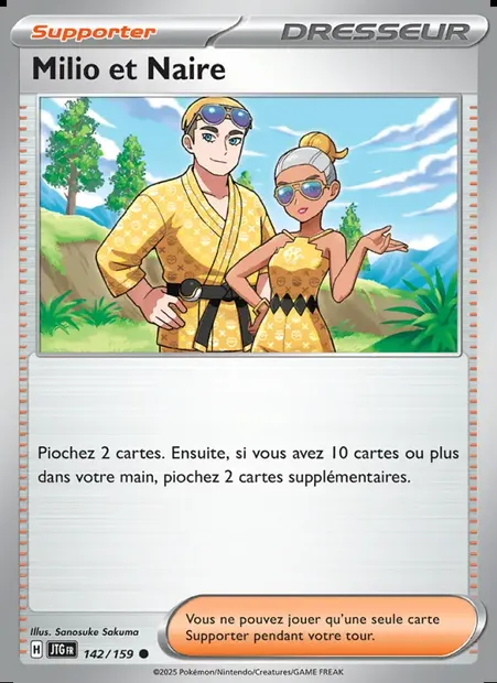 Milio et Naire, carte Pokémon JTG 142 — extension Aventures Ensemble