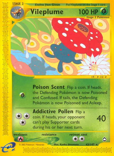 Vileplume, Pokémon card AQ 43 — Aquapolis set