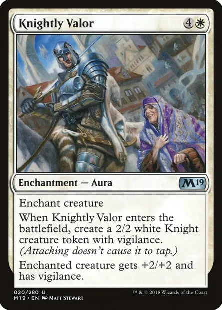 Knightly Valor, Magic card M19 20 — Core Set 2019 set
