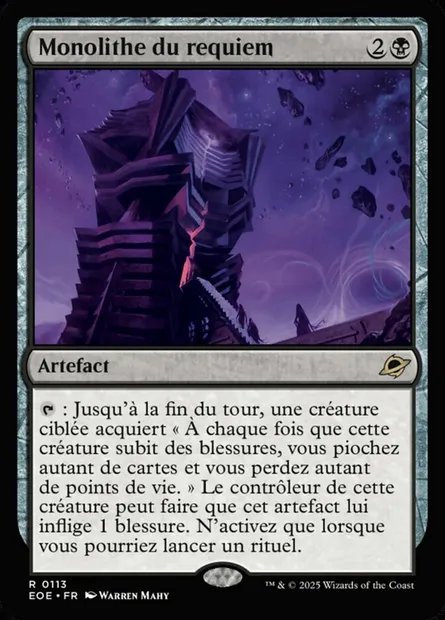 Monolithe du requiem, carte Magic EOE 113 — extension Edge of Eternities