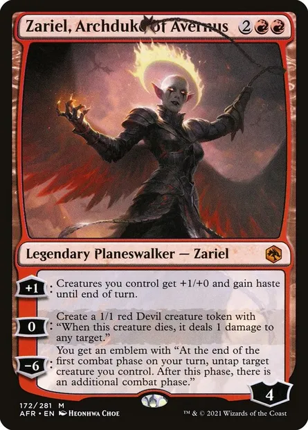 Zariel, Archduke of Avernus, Magic card AFR 172 — Adventures in the Forgotten Realms set