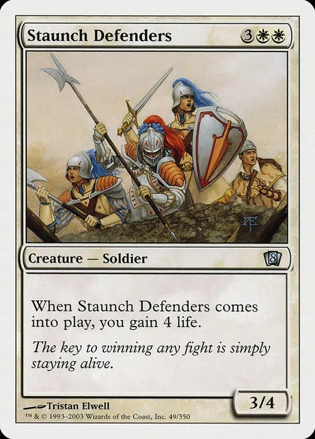 Staunch Defenders, Magic card 8ED 49 — Eighth Edition set
