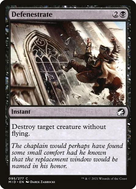 Defenestrate, Magic card MID 95 — Innistrad: Midnight Hunt set