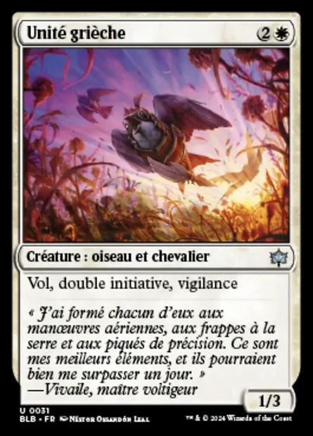 Unité grièche, carte Magic BLB 31 — extension Bloomburrow
