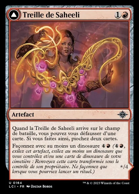 Treille de Saheeli // Raptor sophistiqué, carte Magic LCI 164 — extension The Lost Caverns of Ixalan