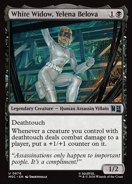 White Widow, Yelena Belova, Magic card MSC 676 — Marvel Super Heroes Commander set