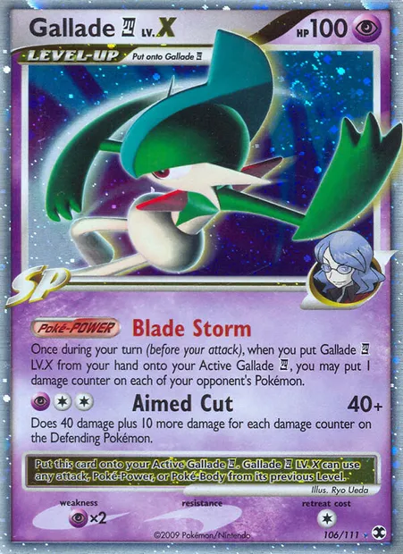 Gallade E4 LV.X, Pokémon card RR 106 — Rising Rivals set