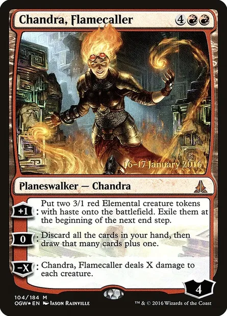 Chandra, Flamecaller, Magic card POGW 104s — Oath of the Gatewatch Promos set