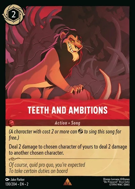 Teeth and Ambitions, Disney Lorcana card CH2-130 — Rise of the Floodborn set