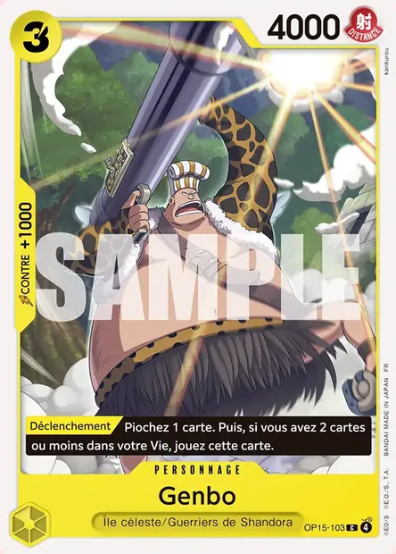 Genbo, carte One Piece OP15-103 — extension AVENTURE SUR L'ÎLE DE DIEU