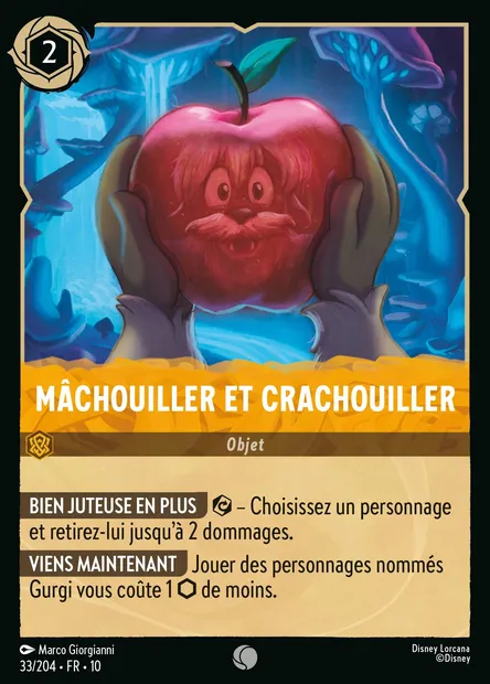 Mâchouiller et crachouiller, carte Disney Lorcana CH10-033 — extension Lueurs dans les Profondeurs