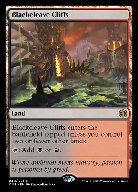 Blackcleave Cliffs, Magic card PONE 248p — Phyrexia: All Will Be One Promos set