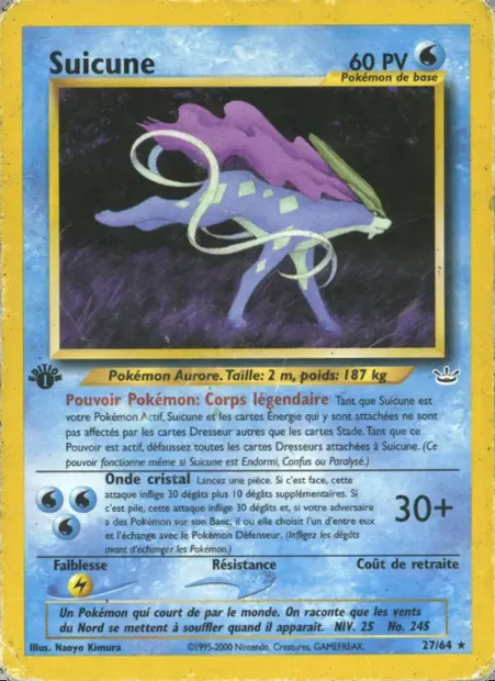 Suicune, carte Pokémon NR 27 — extension Neo Revelation