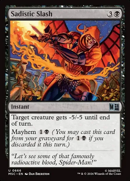 Sadistic Slash, Magic card MSC 666 — Marvel Super Heroes Commander set