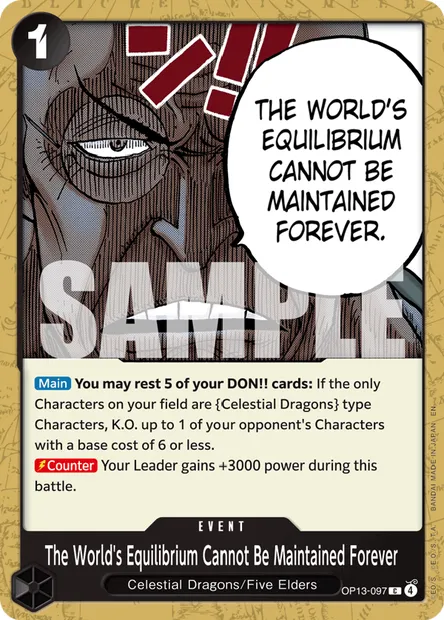 The World's Equilibrium Cannot Be Maintained Forever, One Piece card OP13-097 — CARRYING ON HIS WILL set