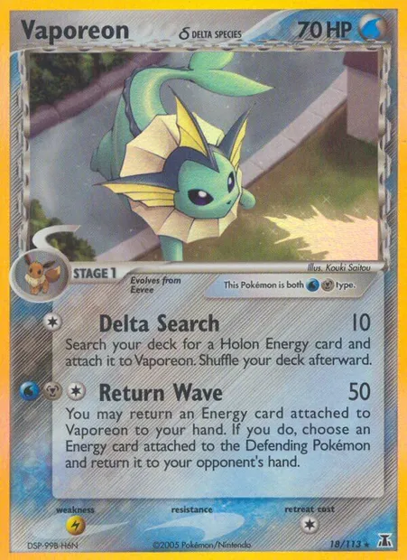 Vaporeon δ, Pokémon card DS 18 — Delta Species set