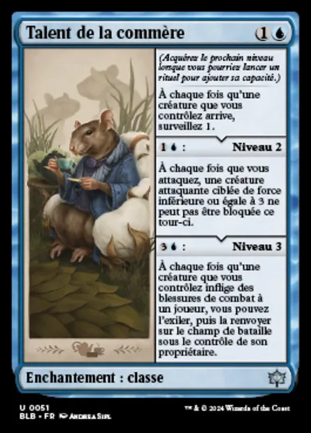 Talent de la commère, carte Magic BLB 51 — extension Bloomburrow