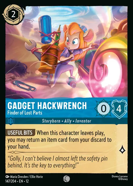 Gadget Hackwrench - Finder of Lost Parts, Disney Lorcana card CH12-147 — Wilds Unknown set
