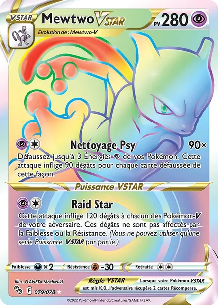 Mewtwo VSTAR, carte Pokémon PGO 079 — extension Pokémon GO