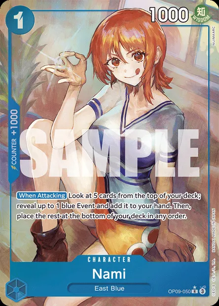 Nami, One Piece card OP09-050 — EMPERORS IN THE NEW WORLD set
