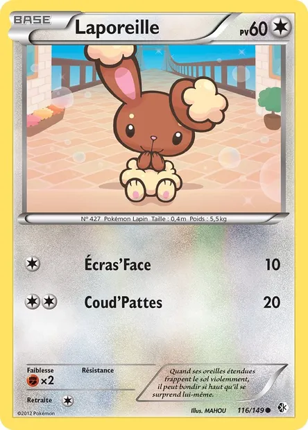 Laporeille, carte Pokémon BCR 116 — extension Frontières Franchies