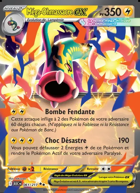 Méga-Ohmassacre-ex, carte Pokémon ASC 061 — extension Héros Transcendants