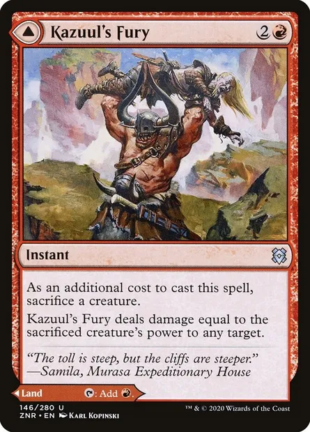Kazuul's Fury // Kazuul's Cliffs, Magic card ZNR 146 — Zendikar Rising set