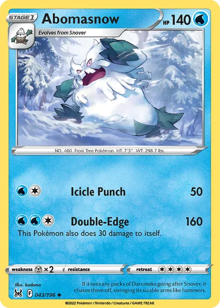 Abomasnow, Pokémon card LOR 043 — Lost Origin set