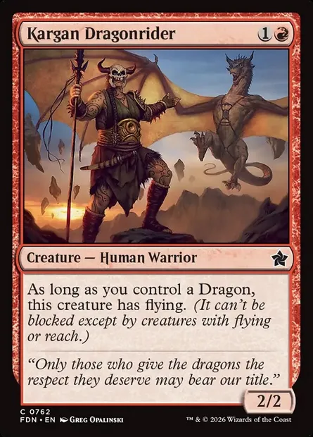 Cavalier-dragon kargan, carte Magic FDN 762 — extension Foundations