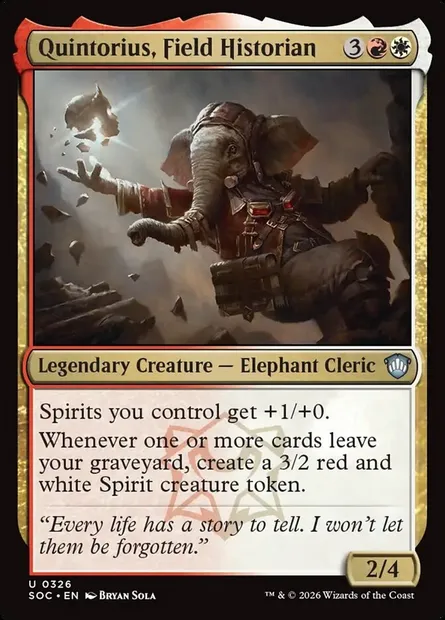 Quintorius, Field Historian, Magic card SOC 326 — Secrets of Strixhaven Commander set