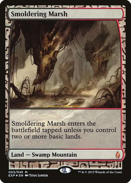 Smoldering Marsh, Magic card EXP 3 — Zendikar Expeditions set