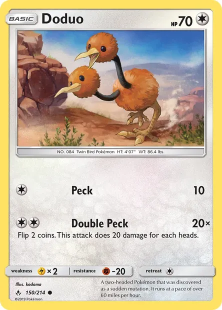 Doduo, Pokémon card UNB 150 — Unbroken Bonds set