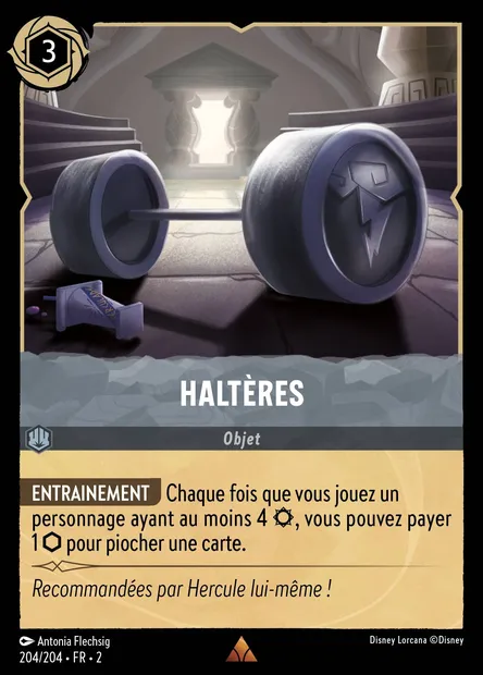 Haltères, carte Disney Lorcana CH2-204 — extension L'Ascension des Floodborn