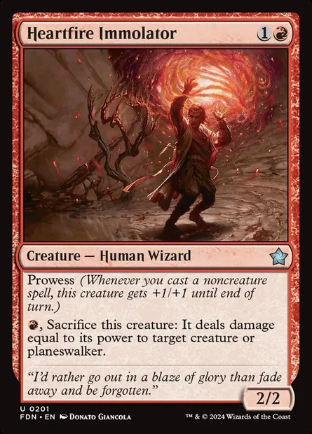 Heartfire Immolator, Magic card FDN 201 — Foundations set