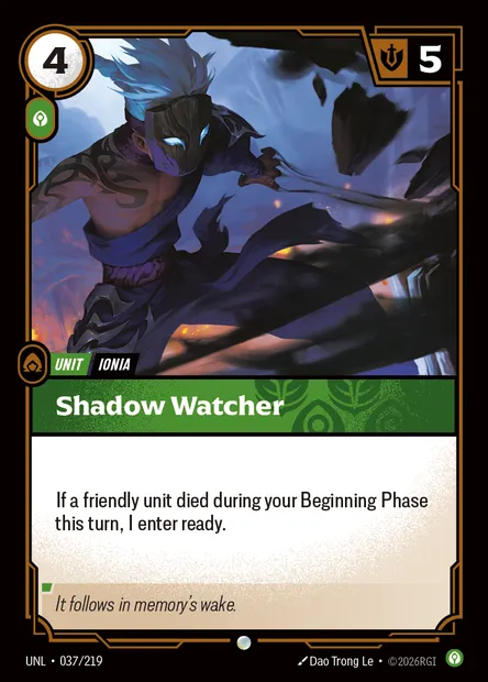 Shadow Watcher, carte Riftbound UNL 037 — extension Unleashed